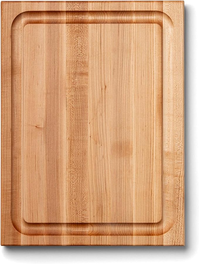 John Boos CB Series Rectangular Wooden Maple Cutting Board 20”x15” – 1.5” Thick, 12-lb Reversible Butcher Block with Juice Groove, Edge-Grain & Finger Grips – Made in the USA