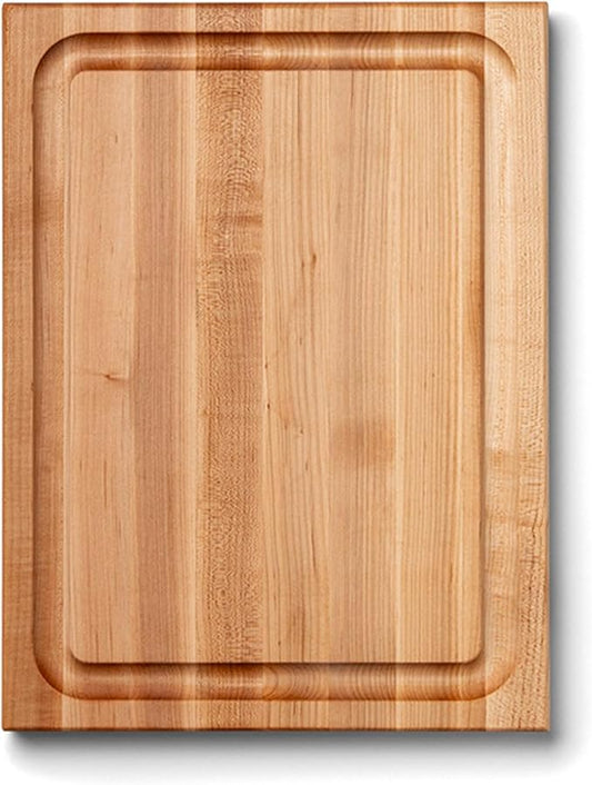 John Boos CB Series Rectangular Wooden Maple Cutting Board 20”x15” – 1.5” Thick, 12-lb Reversible Butcher Block with Juice Groove, Edge-Grain & Finger Grips – Made in the USA
