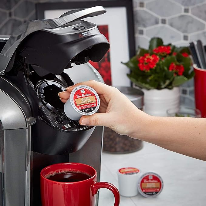 Tim Hortons Hazelnut Flavored, Medium Roast Coffee, Single-Serve K-Cup Pods Compatible with Keurig Brewers, 72ct K-Cups, 6x12ct Boxes, Red