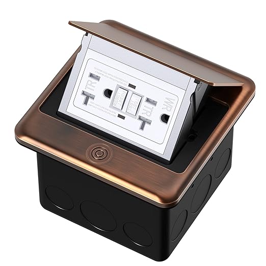 KYHSHJ Pop Up Floor Electrical Outlet with 20 Amp Stainless Steel GFCI Tamper Receptacle Outlet, Corrosive Resistant Hardware，ETL Listed， (Bronze)