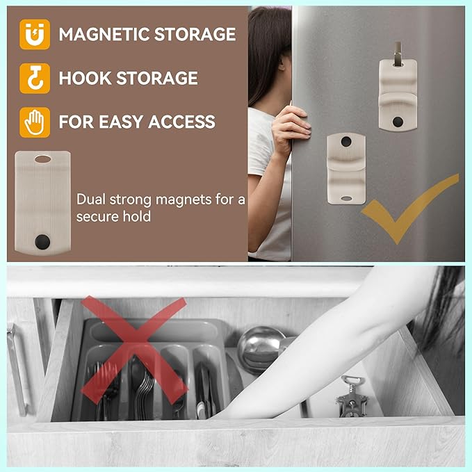 2 Pack Canning Jar Opener with Magnets, Mason Jar Opener For Canning Lids, for Regular and Wide Mouth Lids, Powerful Magnet for Easy Refrigerator Storage, Releases Vacuum Seal(Beige)