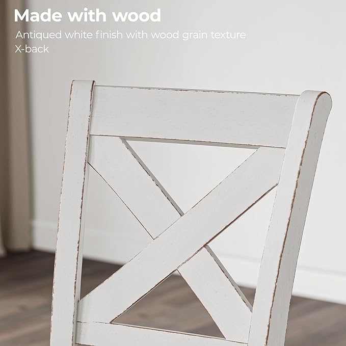Signature Design by Ashley Robbinsdale Farmhouse Upholstered Barstool, Set of 2, X-Back, Nailhead Trim, Wood, 24.75" H, White & Light Gray