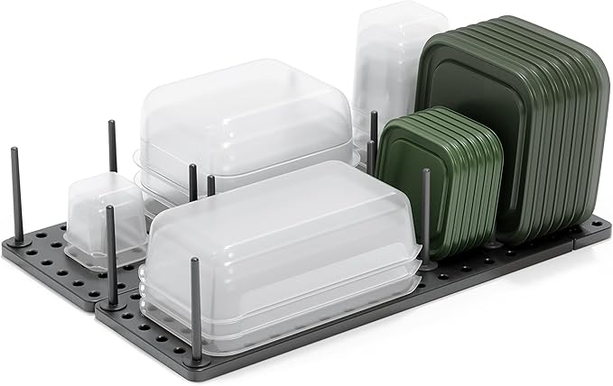 Umbra Peggy Kitchen Cupboard, Shelf and Drawer Organizer Tray - Adjustable Storage System for Food Containers, Cookware, Serveware, Utensils and More (Set of 2)