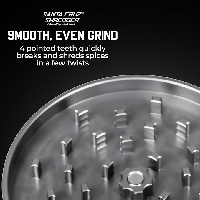 Santa Cruz Shredder Jumbo Metal Herb Grinder Knurled Top for Stronger Grip 2-Piece 4" (Gray)