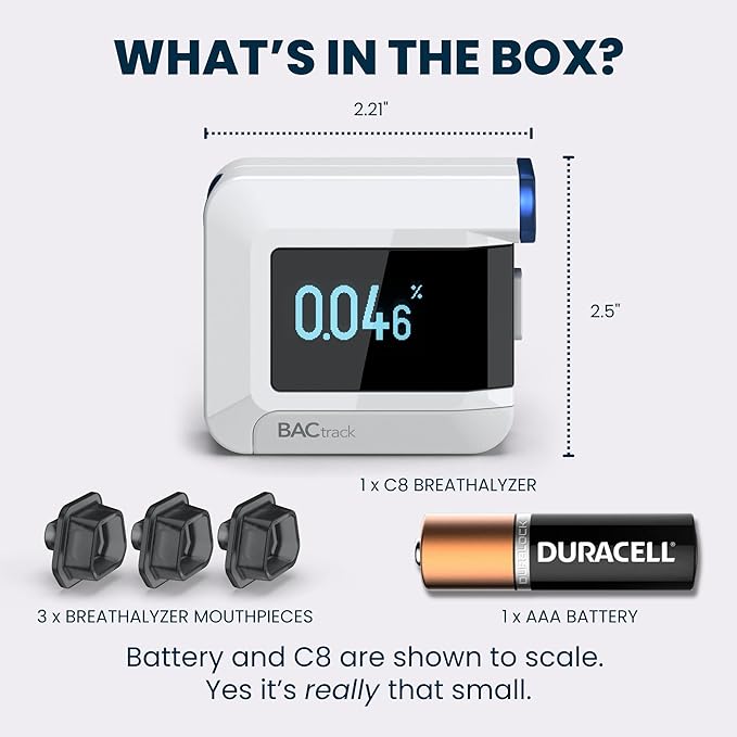 BACtrack C8 Breathalyzer | Professional-Grade Accuracy | Optional Wireless Smartphone Connectivity | Compatible w/ Apple iPhone, Google & Samsung Android Devices | Apple HealthKit Integration