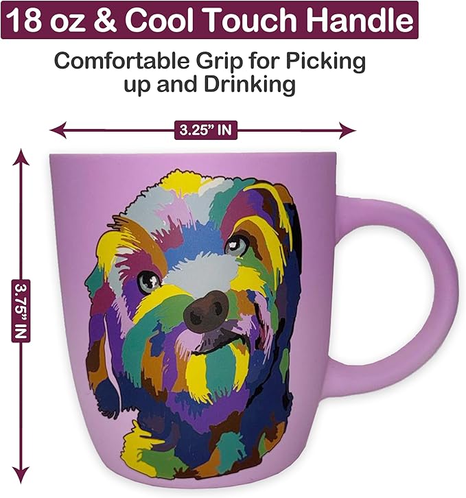 Soft Touch Shih-Tzu Purple Mug - 18 Oz Coffee Mug with Beautiful Box - Tea Ceramic Travel Mug for Adults - Unique Coffee Cup - Best Shih Tzu Gifts for Dog Lovers