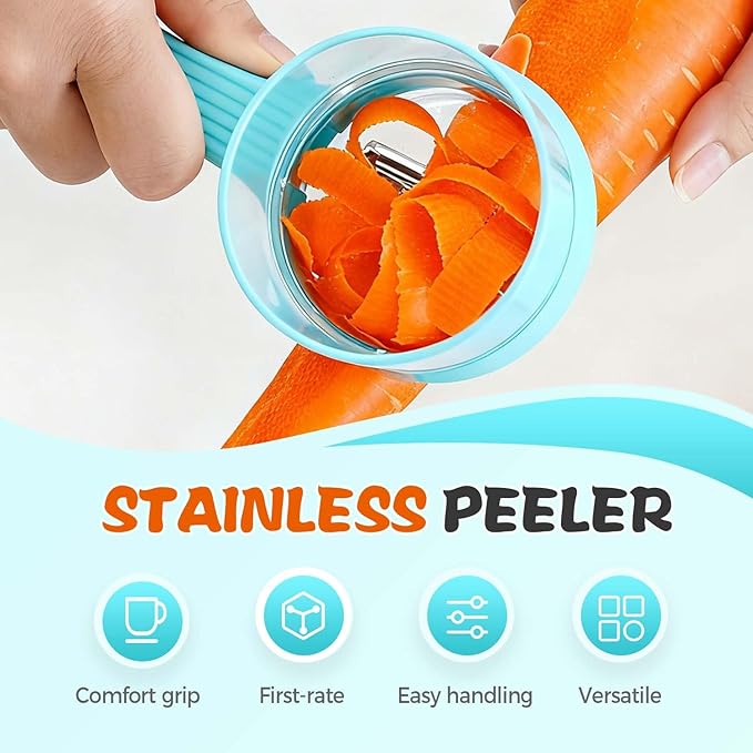 Peeling Knife With Storage Boxs, New with Box Storage Kitchen Special Fruit Peeler, Double sided Stainless Steel Peeler, Fruit Vegetable Peeler with Container (1PC Green)