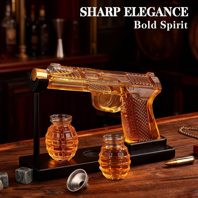 Oaksea Gifts for Men Dad Christmas, Unique Anniversary Birthday Gift for Him Husband, 9 Oz Whiskey Decanter Set with 2 Oz Shot Glasses, Cool Military Presents liquor dispenser for Home Bar Man Cave