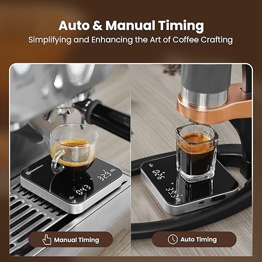 Maestri House Mini Coffee Scale Barista Kit with 100g Calibration Weight & Carrying Case, Rechargeable Espresso Scale with Timer, 0.1g Precision 2kg Kitchen Scale, Portable for Pour Over & Travel