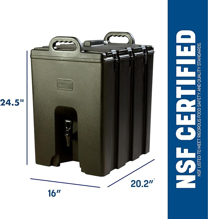 Carlisle FoodService Products Cateraide Insulated Beverage Dispenser with Handles for Catering, Events, Kitchens, and Restaurants, Plastic, 10 Gallons, Black
