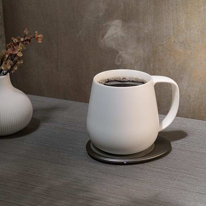 Ui+ Self-Heating Mug Set – Jasmine White | 18 fl oz / 532 mL Ceramic Coffee & Tea Mug Set