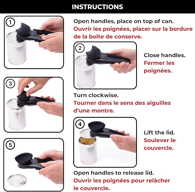 Starfrit MightiCan Can Opener - Safe - Holds Lid and Leaves No Sharp Edges on Lid - 3 Year Warranty - Comfort Grip - Heavy Duty Non-Slip Knob - Blue