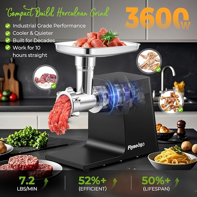 Commercial Meat Grinder Electric 3600w Heavy Duty Meat Grinders and Sausage Stuffers, Kubbe Kit for Household Use & Commercial