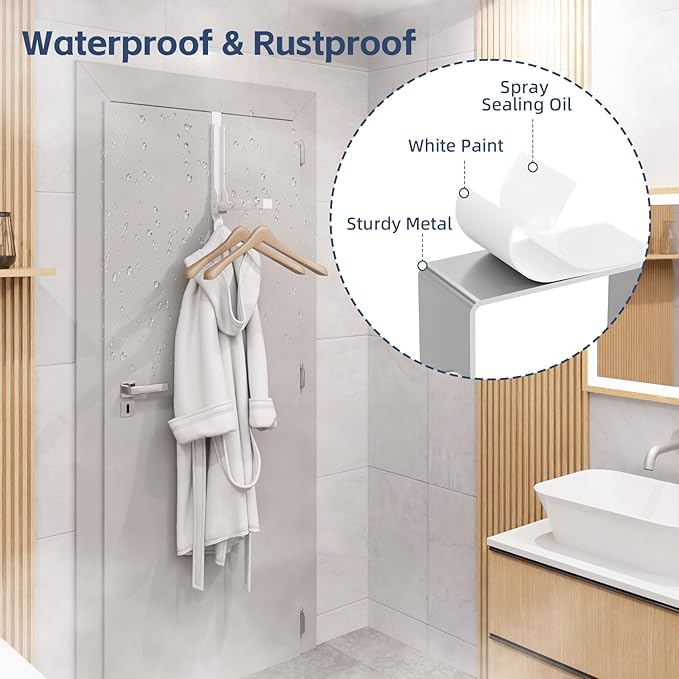 2 Pack Over The Door Drying Rack for Laundry, Over The Door Hanger Foldable, Rust-Resistant Over The Door Clothes Hanger,Heavy Duty Over The Door Hooks Hanger,Over Door Hook for Hanging Clothes,White