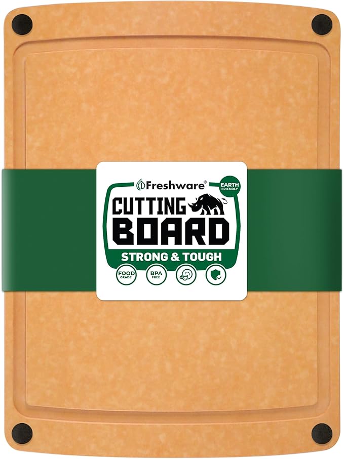 Cutting Board for Kitchen, Wood Cutting Board with Juice Grooves, Dishwasher Safe, Non-Porous, BPA Free, Medium Cutting Boards, 15 x 11.25-inch, Natural Slate