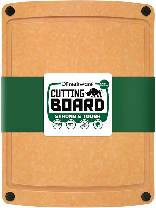 Cutting Board for Kitchen, Wood Cutting Board with Juice Grooves, Dishwasher Safe, Non-Porous, BPA Free, Medium Cutting Boards, 15 x 11.25-inch, Natural Slate