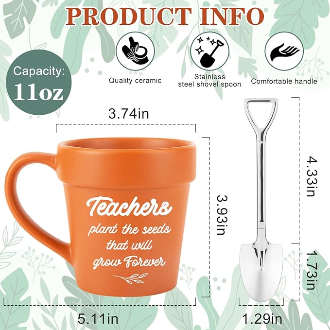 Teacher Gifts for Christmas, Daycare End of Year Teachers Birthday Gift for Women Men, Cool Gardening Plant Lover Gift for Teachers Plant Mug