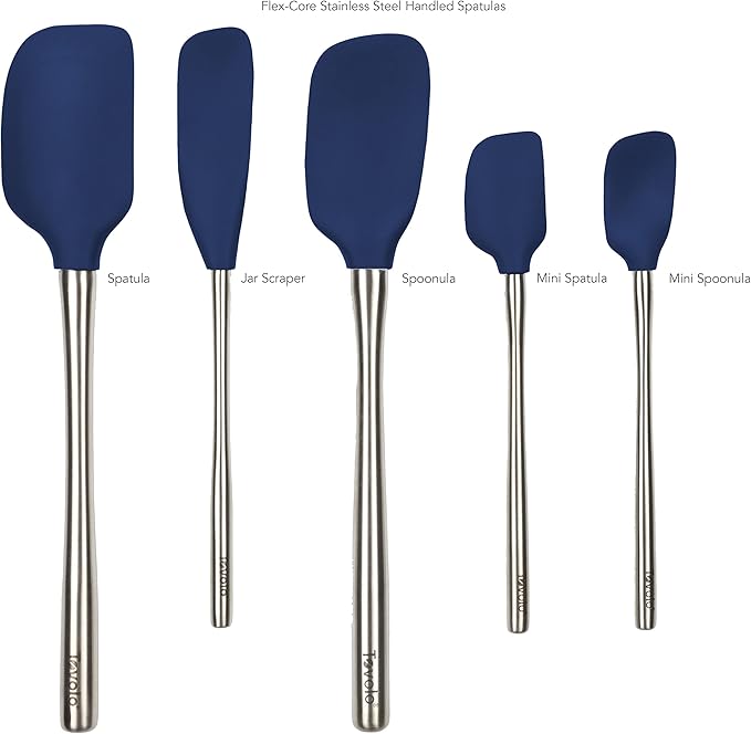Tovolo Flex-Core Stainless Steel Handled Spatula Set of 5 for Meal Prep, Cooking, Baking, and More