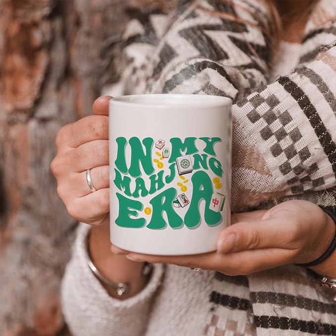 in My Mahjong Era Mug, Mahjong Gifts for Women Coffee Cup Ceramic, Gift for Mah Jong Players Lovers, Mah Jong Accessories Ceramic Coffee Tea Mug 11 oz