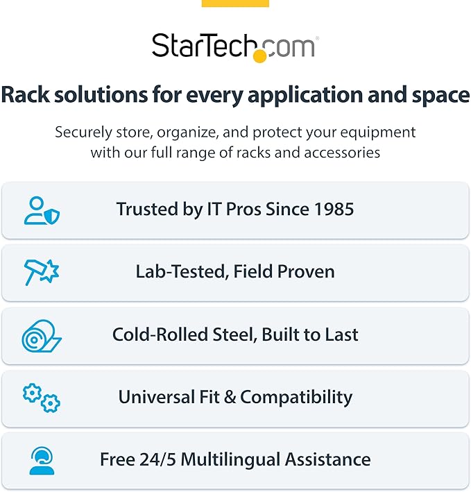 StarTech.com 2-Post 6U Wall Mounted Rack, Adjustable Depth up to 16in, for 19-inch Server/Data/Networking Equipment, Max 88lb