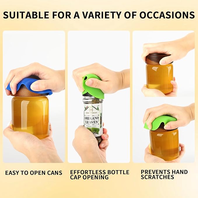 4-Pack Silicone Jar Opener Gripper Pads, 5 Inch Round Non-Slip Bottle Lid Opener for Easy Opening, Heat-Resistant Cup Coasters, Food-Grade Silicone, Reusable Kitchen Helper