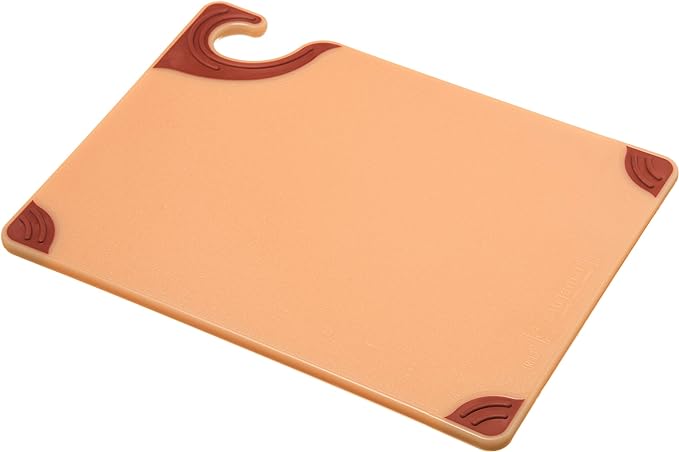 San Jamar Saf-T-Grip Plastic Cutting Board with Safety Hook, 9" x 12" x 0.375", Brown
