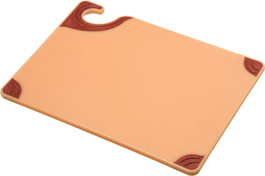 San Jamar Saf-T-Grip Plastic Cutting Board with Safety Hook, 9" x 12" x 0.375", Brown