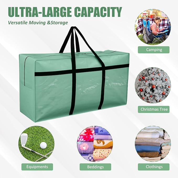 4 Pcs 66 Gallon Large Moving Bags with Zipper and Handles Foldable Storage Duffle Bags Heavy Duty Extra Large Totes for College Dorm Travel Clothes Blankets Bedding Moving (Teal)