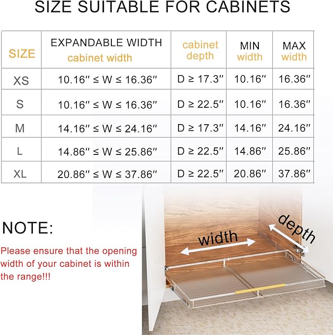 SANNO Pull Out Cabinet Organizer,Slide Out Cabinet Drawer, Bottom-Mounted Cabinet Under Sink Shelf, Expandable Slide Out Shelves for Kitchen Pantry Closet(2pack)