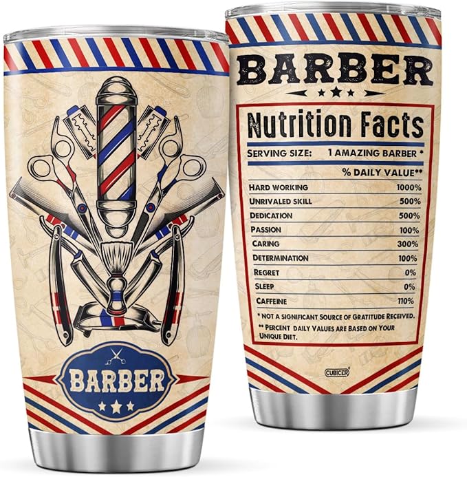 CUBICER Barber Coffee Tumbler Hair Stylist Travel Mug With Lid Appreciation Birthday Gifts For Women Friends Teens Men Boys Coworkers Insulated Cup Stainless Steel Tumblers Funny Quotes