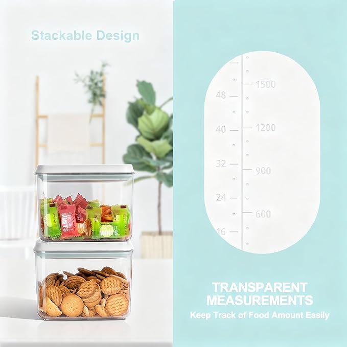 Pop Containers with Lids - 2.85QT / 92OZ / 2700ML *3 Stackable Airtight Food Storage, Kitchen Pantry Storage Containers for Snacks Candy Salt Herbs Spices BPA-Free