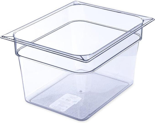 Carlisle FoodService Products Storplus 1/2-Size Food Pan for Catering, Buffets, and Restaurants, Polycarbonate, 8 Inches Deep, Clear