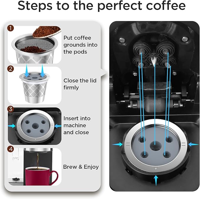 Reusable K Cups for Keurig K Supreme | Refillable K cups for Keurig K Supreme (Plus) Coffee Maker (4 PACK)