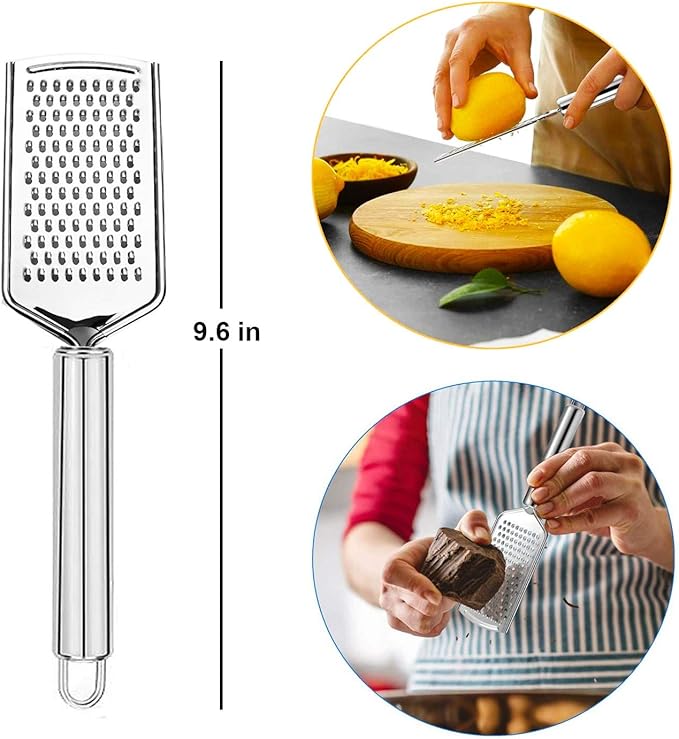 NewlineNY Stainless Steel Kitchen Tools: Veggie Fruit Shredder Slicer Grater Peeler, 4 Pcs Set: 1 Straight 1 Julienne Peeler 1 Cheese Vegetable Grater 1 Traditional