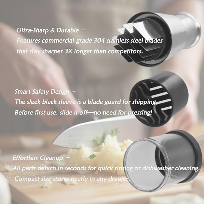 Manual Garlic Chopper Garlic Crusher Pressing Handheld Food Chopper Slicer Vegetable Cooking Crusher Stainless Steel for Food Enthusiasts and Cooking Staff