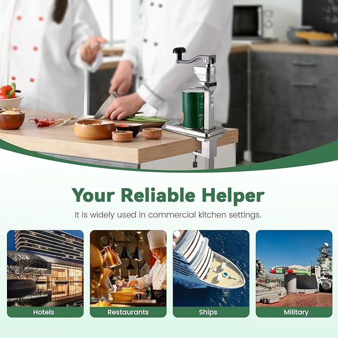 Huanyu Commercial Can Opener Heavy Duty Manual Tabletop Can Opener 28.5'' Height-Adjustable with 3 Stainless Steel Blades&Plated Steel Base for #10 Cans Up to 22” Tall for Restaurant,Bar,Hotel,Home