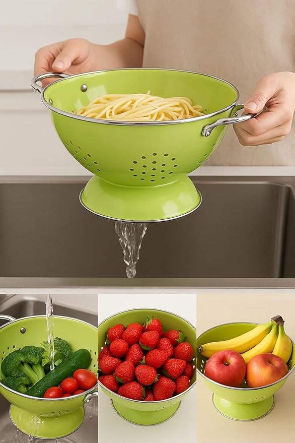 Calypso Basics by Reston Lloyd Powder Coated Enameled Colander, 3 Quart, Lime