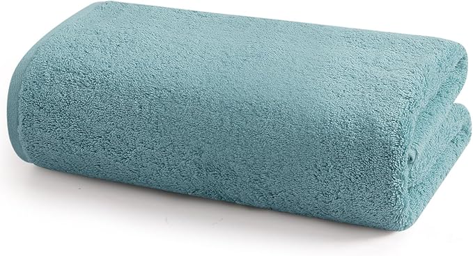 SEMAXE Bath Towel for Bathroom, 100% Cotton Towel with Hanging Loop and Smart Tag, Hotel & Spa Quality Soft Absorbent Towel, Gift Box Packaging, 1 Pc Blue Bath Towel, 54" L x 27" W