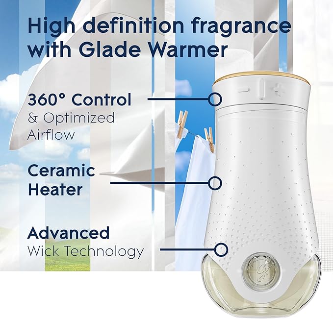 Glade PlugIns Refills Air Freshener, Scented and Essential Oils for Home and Bathroom, Clean Linen, 3.35 Fl Oz, 5 Count