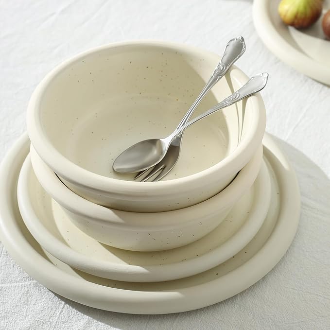 Stone Lain Capri 24-Piece Dinnerware Set Stoneware, White