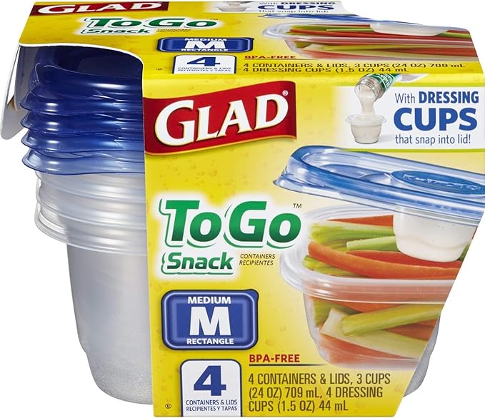 Glad Food Storage Containers - To Go Lunch Containers - 32 Ounce - 4 Containers