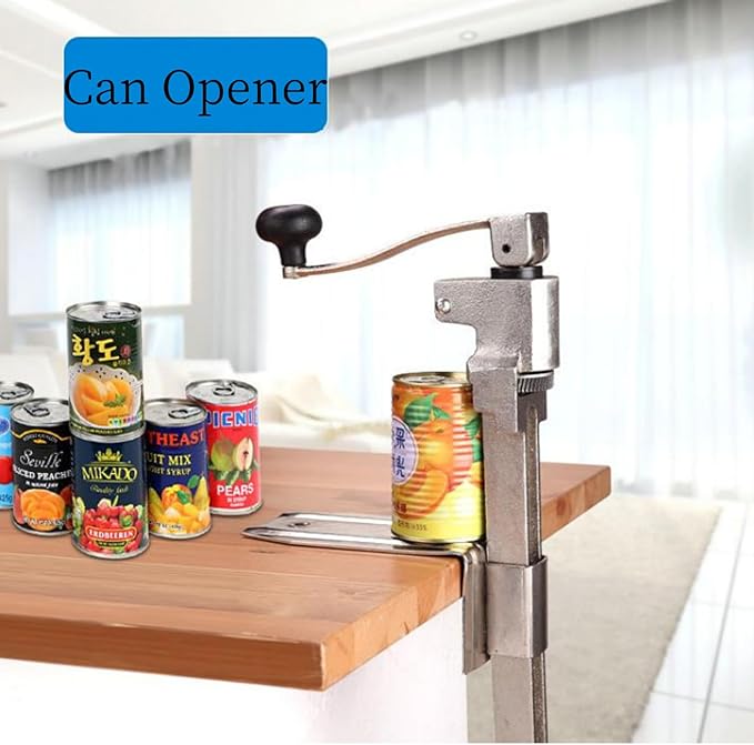 Can Opener Industrial Can Opener, Heavy Duty Commercial Can Opener Tabletop Manual Can Opener with Table Bench Clamp for Kitchen Restaurant Hotel Bar, 17.5