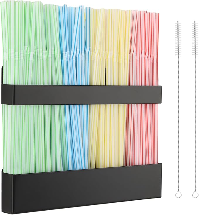 Magnetic Straw Holder – Detachable, Fits All Straws, Prevents Water Buildup (Cabinet/Fridge Use), Sticks to Metal Surfaces – Dividers for No Mess, Dry Straw Storage (Black, Large)