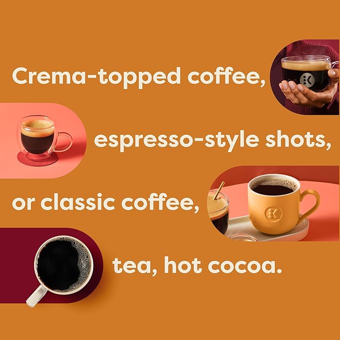 Keurig K-Crema Single Serve K-Cup Pod Coffee Maker, PressureInfusion & MultiStream Technology, Brews Crema-Topped Coffee, Espresso-Style Shots, Classic Coffee, Tea, Cocoa, 72 oz Removable Reservoir
