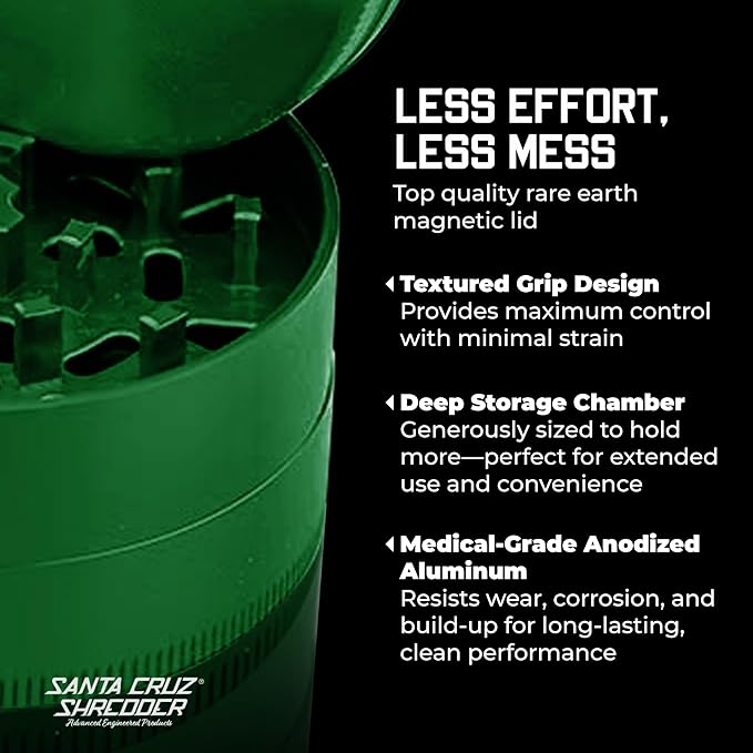 Santa Cruz Shredder Herb and Spice Grinder Made in USA (Large (2.7 Inch), Green)