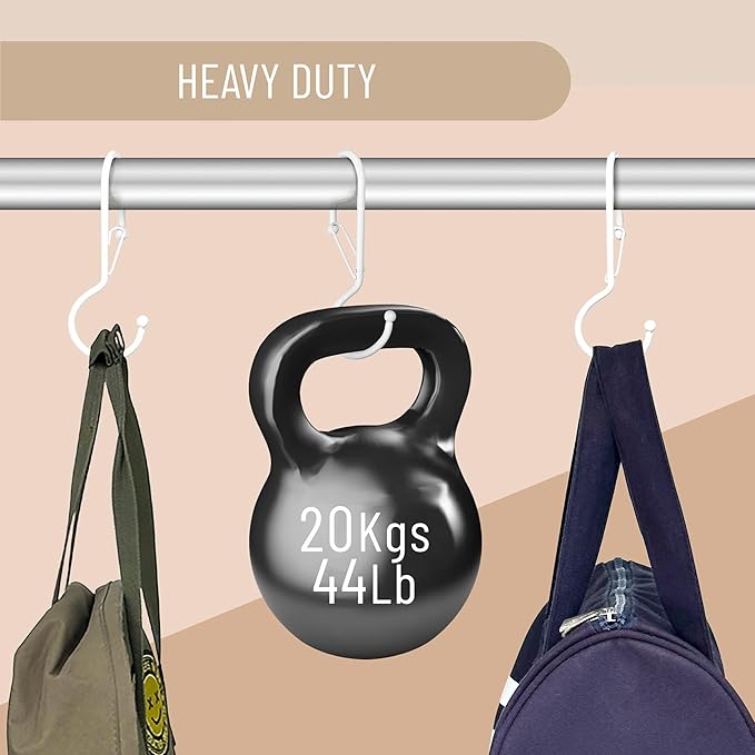 6 Purse Hanger for Closet. Tote Hanger. S-Shaped Hooks S Hooks Twist Design. Anti Drop S-Shaped Hook for Hanging Handbags with Safety Buckle to Prevent Falls. Heavy Duty. (White, Twisted)