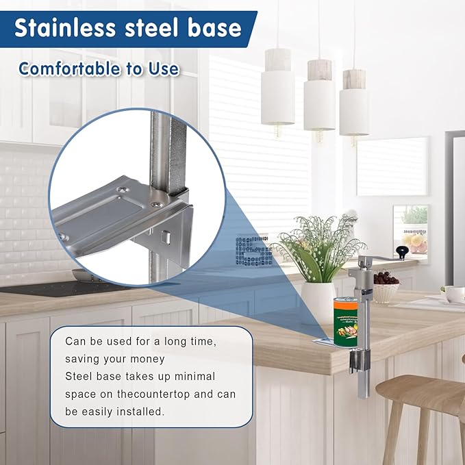 Commercial Can Opener Heavy Duty for 11100, 19”/48cm Heavy Duty Table Mount Manual Can Opener for Cans Up to 13” Tall, Plated Steel Base Stainless Steel Blade Can Opener