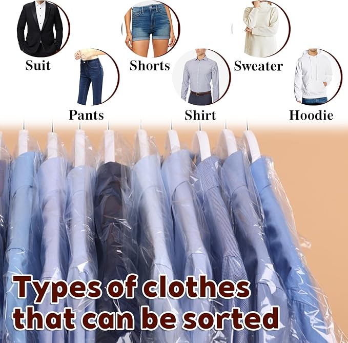 60 Pcs Dry Cleaning Bags, 35.4 x 23.6 In Clear Plastic Garment Bags for Coat Shirt Dust-Proof Clothing Storage Bag for Home, Dry Cleaners, Travel