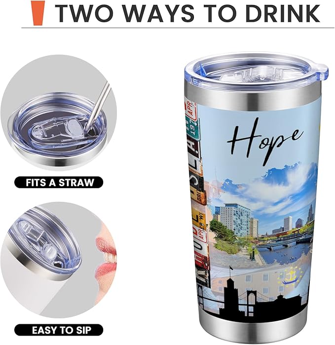 20oz Insulated Tumbler Rhode Island State Coffee Mug, United States Map Travel Mug Landmark, Birthday Gifts Cute Custom Tumbler Cups with Lid and Straw Gifts for Mom