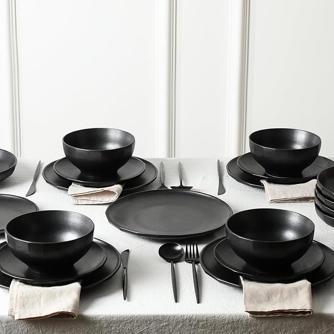 Stone Lain Rio 24-Piece Dinnerware Set Stoneware, Black